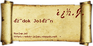 Ádok Jolán névjegykártya